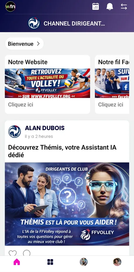 L'application Yooowin : le channel Dirigeants de club de la Fédération Française de Volley